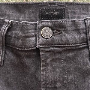 Mother Black Distressed Hem Jean